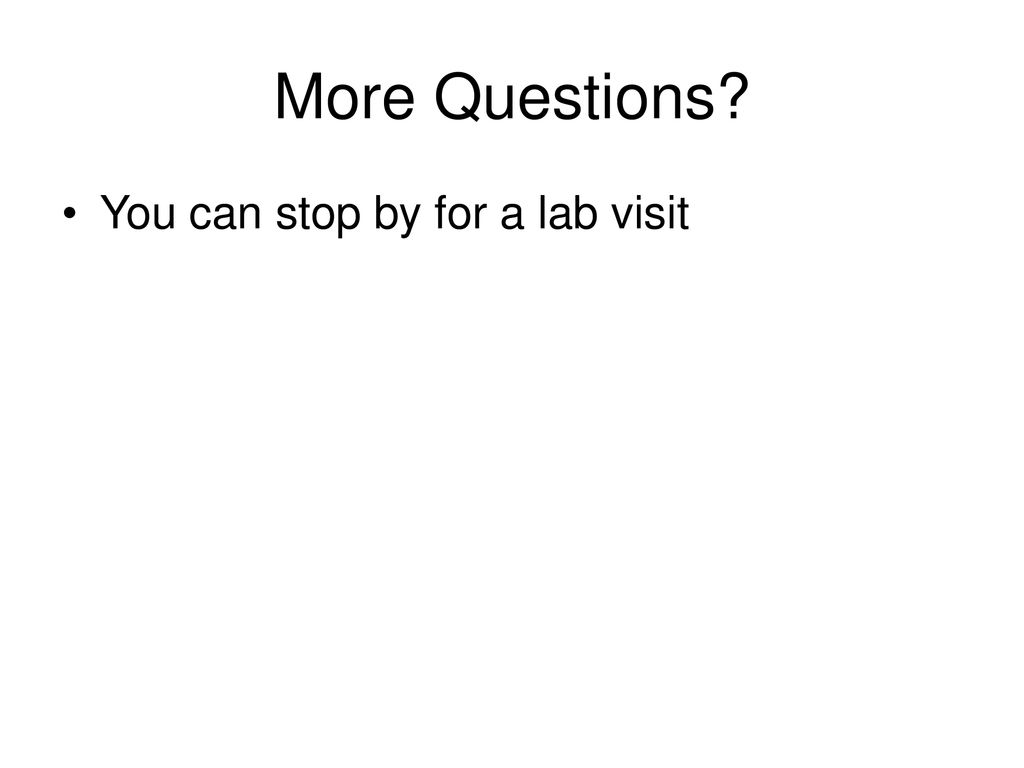 More Questions You can stop by for a lab visit