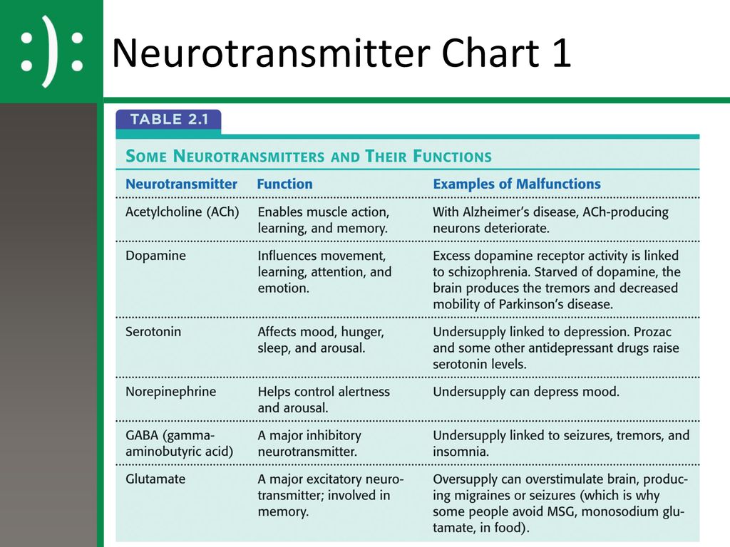 Neurotransmitter Chart