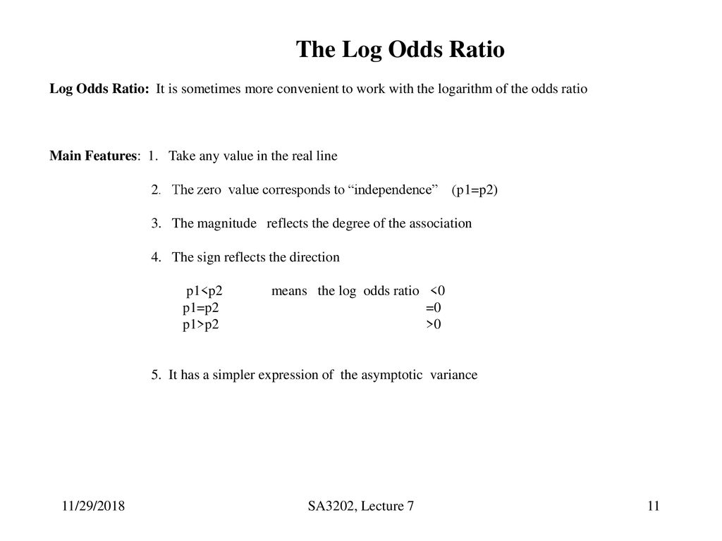 Lecture 7 The Odds Log Odds Ratios Ppt Download