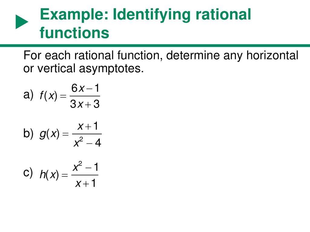 Rational Functions A function f represented by - ppt download