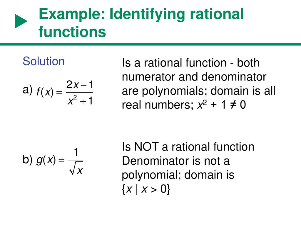 Rational Functions A function f represented by - ppt download