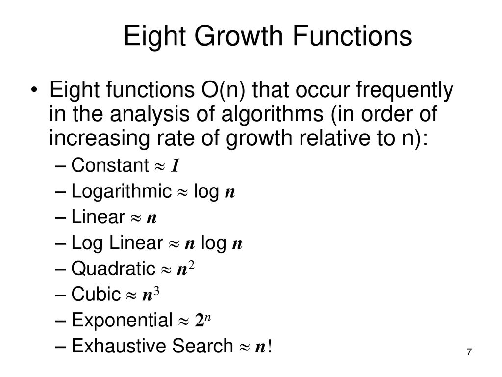 Eight Growth Functions