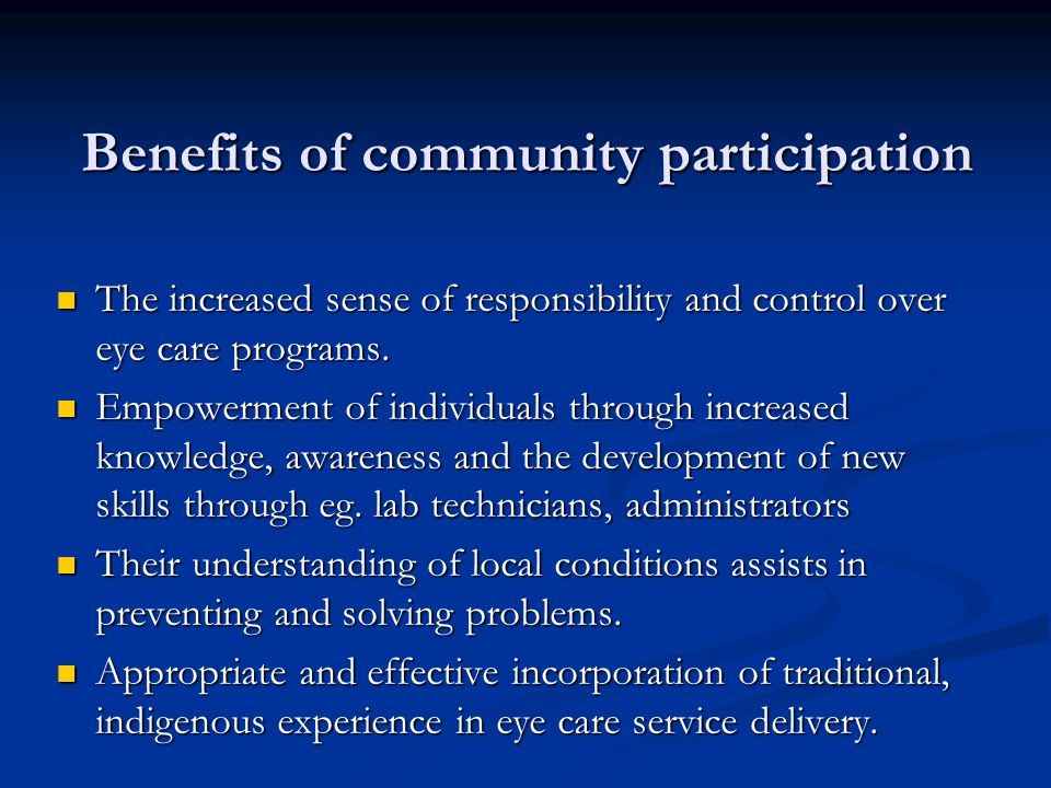 Benefits of community participation