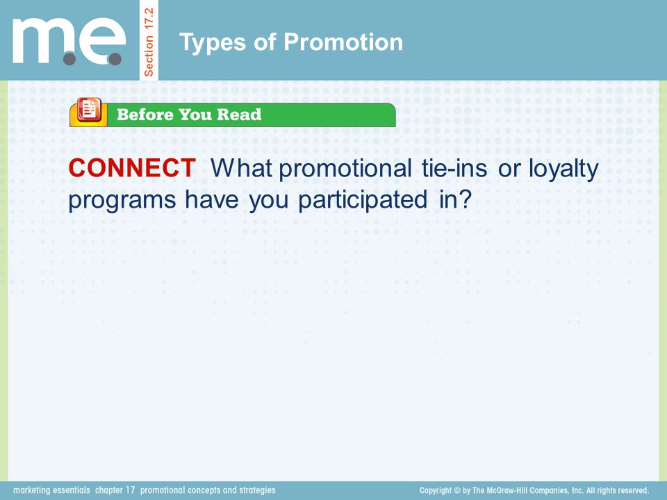 Types of Promotion Section 17.2.