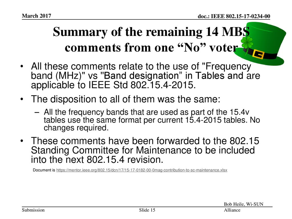 Summary of the remaining 14 MBS comments from one No voter