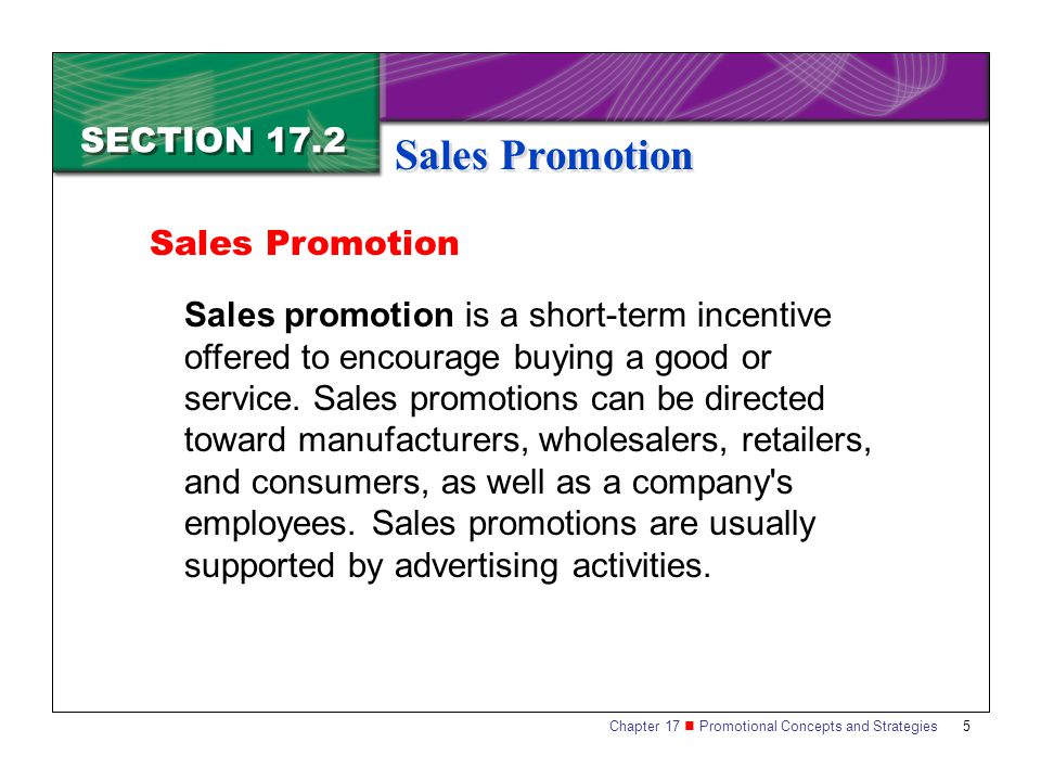 Sales Promotion SECTION 17.2 Sales Promotion