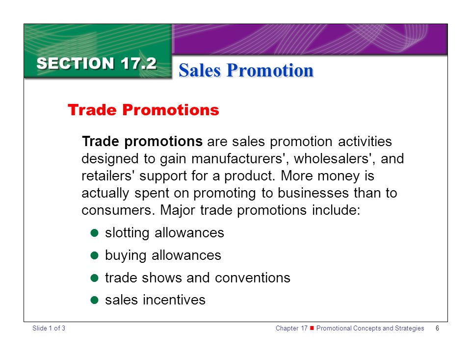 Sales Promotion SECTION 17.2 Trade Promotions