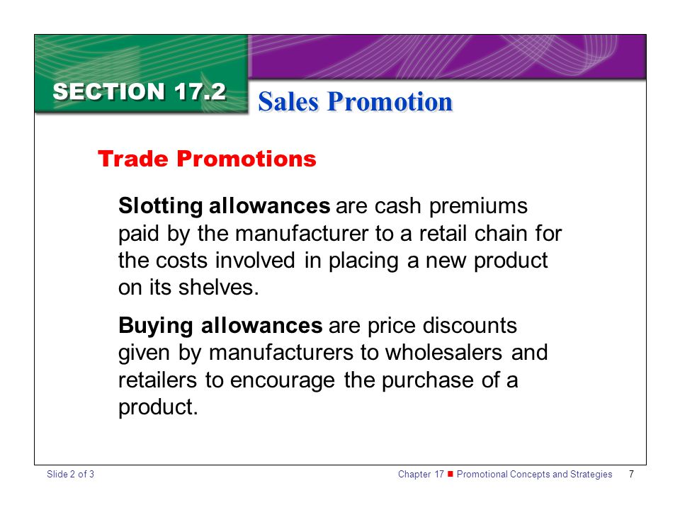 Sales Promotion SECTION 17.2 Trade Promotions
