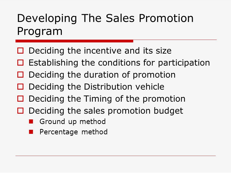 Developing The Sales Promotion Program