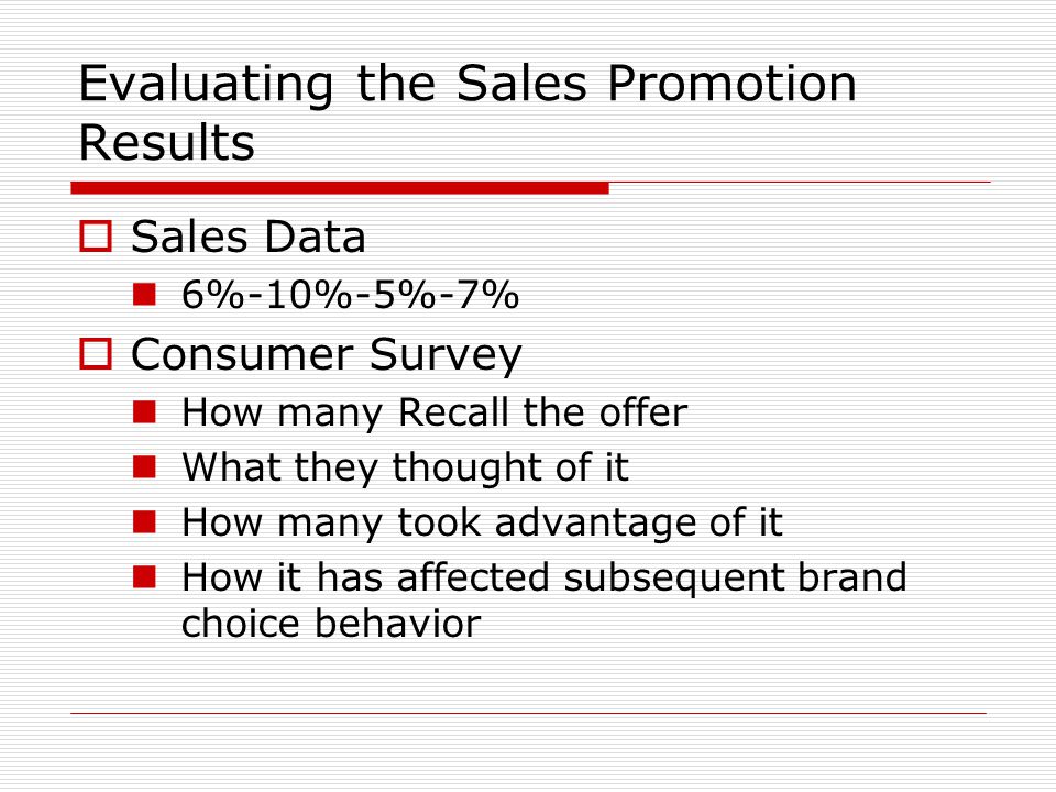 Evaluating the Sales Promotion Results