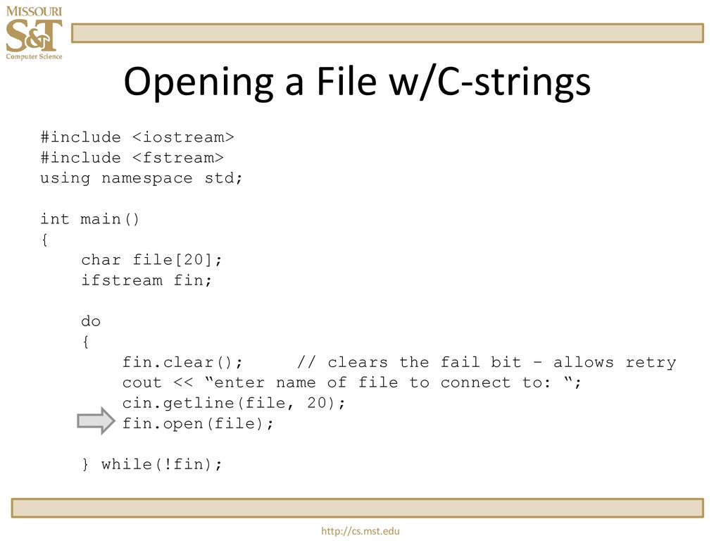 Opening a File w/C-strings