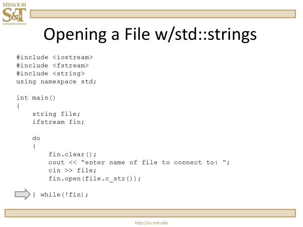 Opening a File w/std::strings