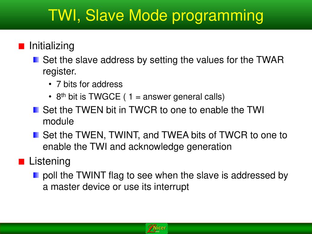 TWI, Slave Mode programming