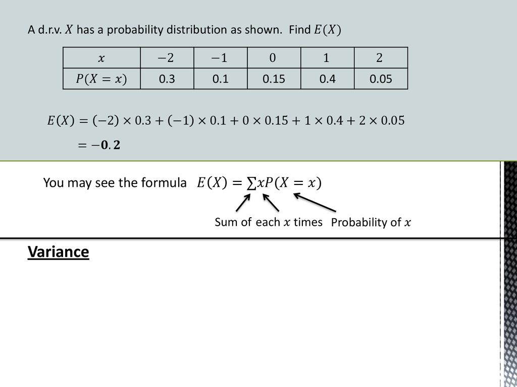 Expectation Variance Of A Discrete Random Variable Ppt Download