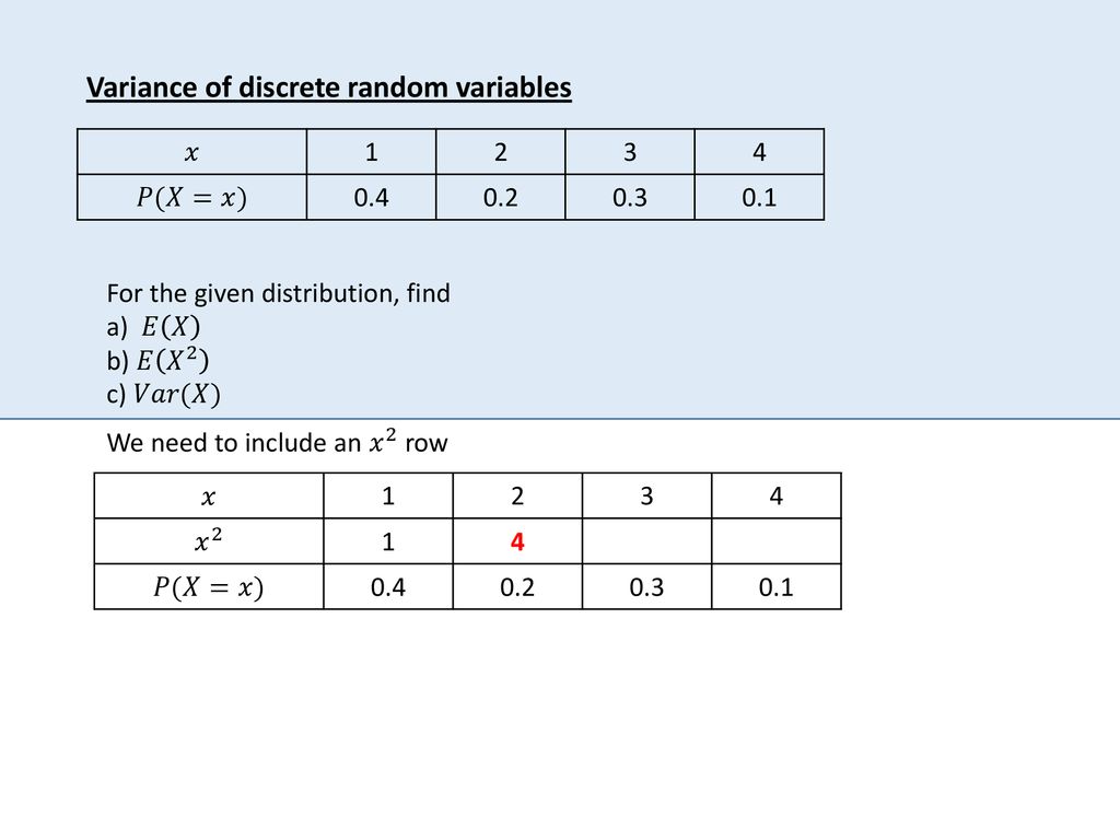 Expectation Variance Of A Discrete Random Variable Ppt Download