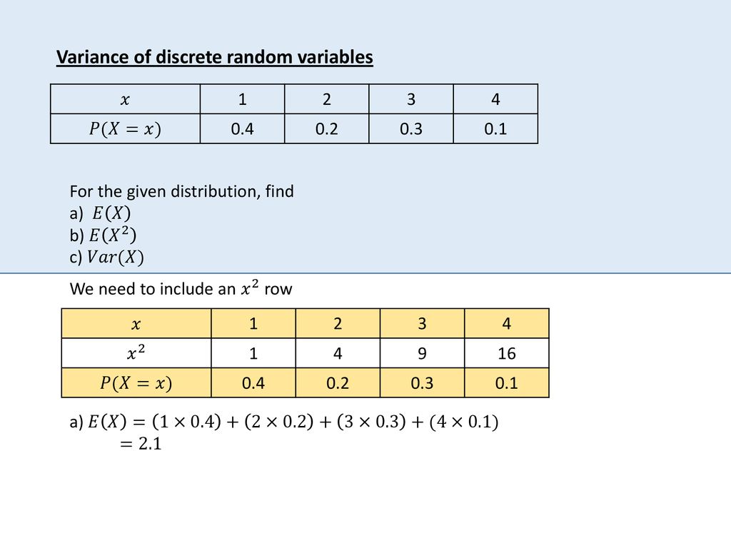 Expectation Variance Of A Discrete Random Variable Ppt Download