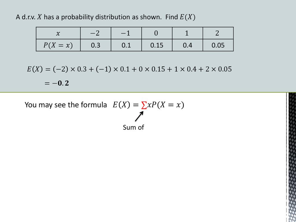 Expectation Variance Of A Discrete Random Variable Ppt Download