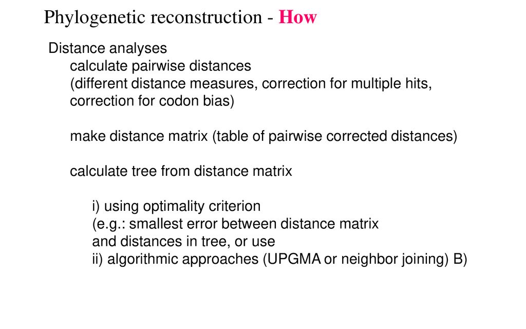 Phylogenetic reconstruction - How