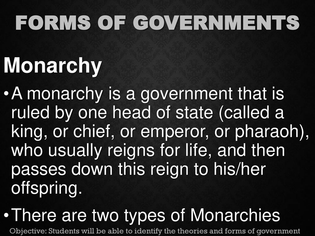 Monarchy Forms of Governments