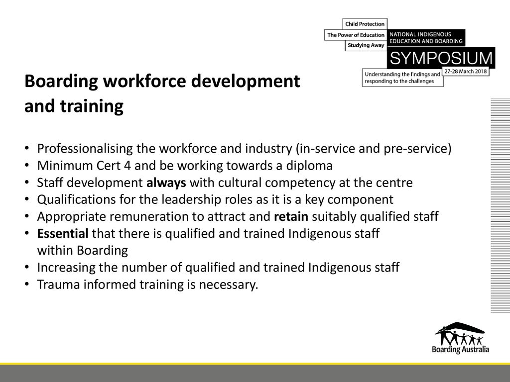 Boarding workforce development and training