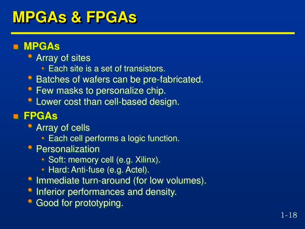 MPGAs & FPGAs MPGAs FPGAs Array of sites