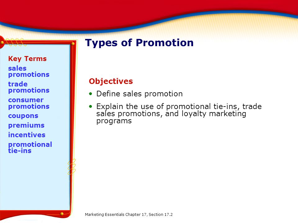 Types of Promotion Objectives Define sales promotion