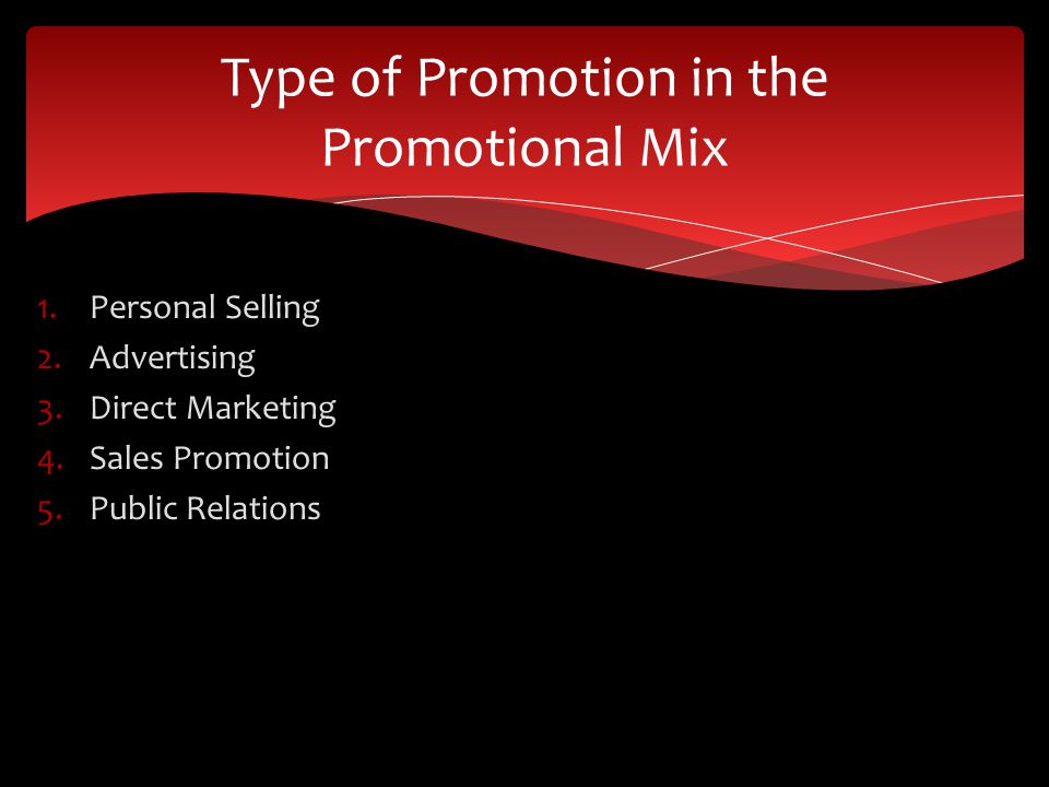 Type of Promotion in the Promotional Mix