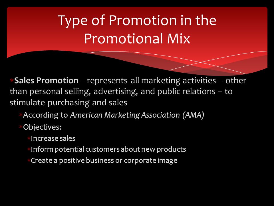 Type of Promotion in the Promotional Mix