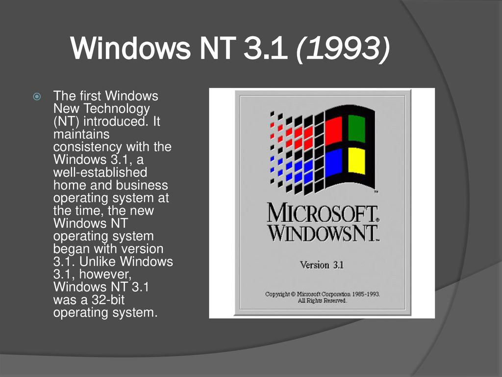 Windows 1.3. Windows NT 3.1 — 27 июля 1993 года. Виндоус НТ 3.1. Windows NT 3.1 Интерфейс. Первый Windows.