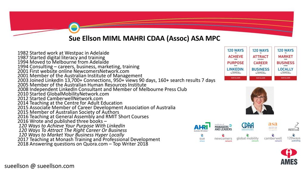 Sue Ellson MIML MAHRI CDAA (Assoc) ASA MPC