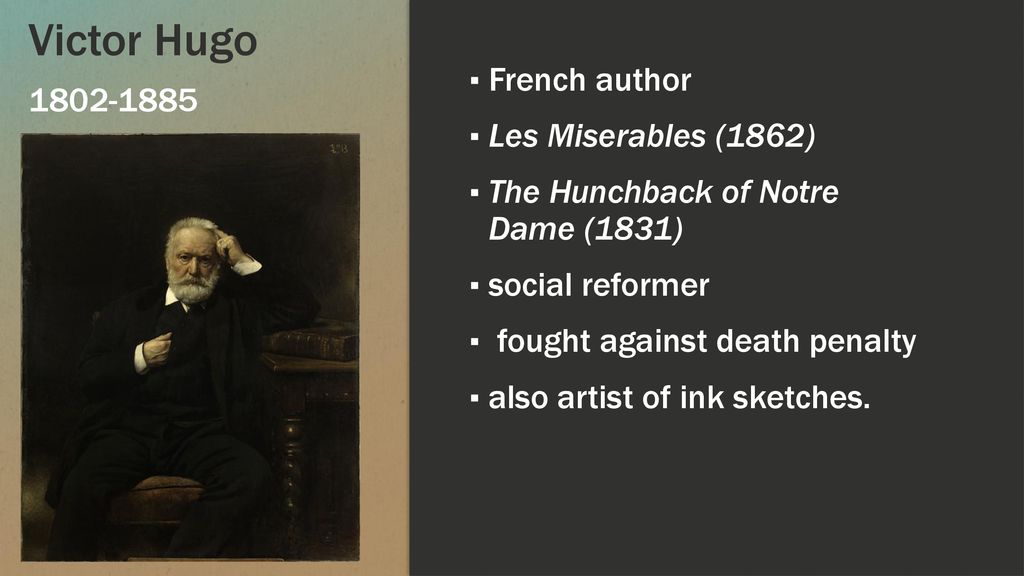 Victor Hugo French author Les Miserables (1862)