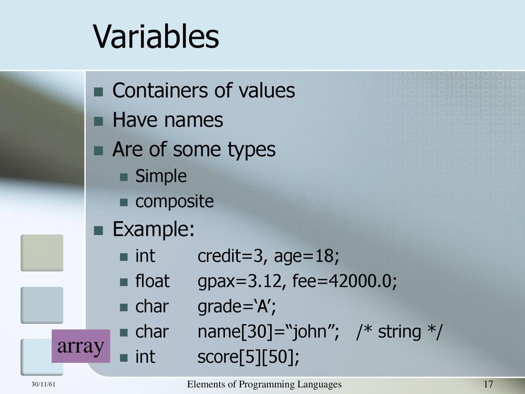 Elements of Programming Languages - ppt download