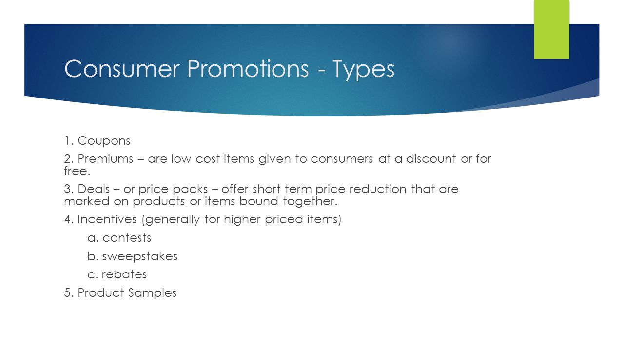 Consumer Promotions - Types