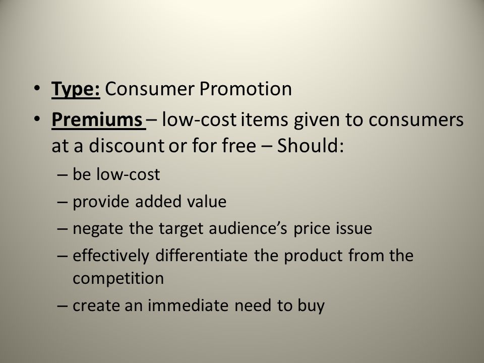 Type: Consumer Promotion