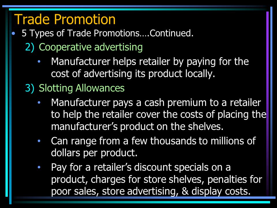 Trade Promotion Cooperative advertising