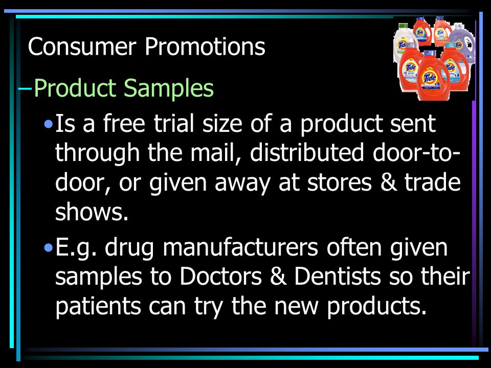 Consumer Promotions Product Samples.