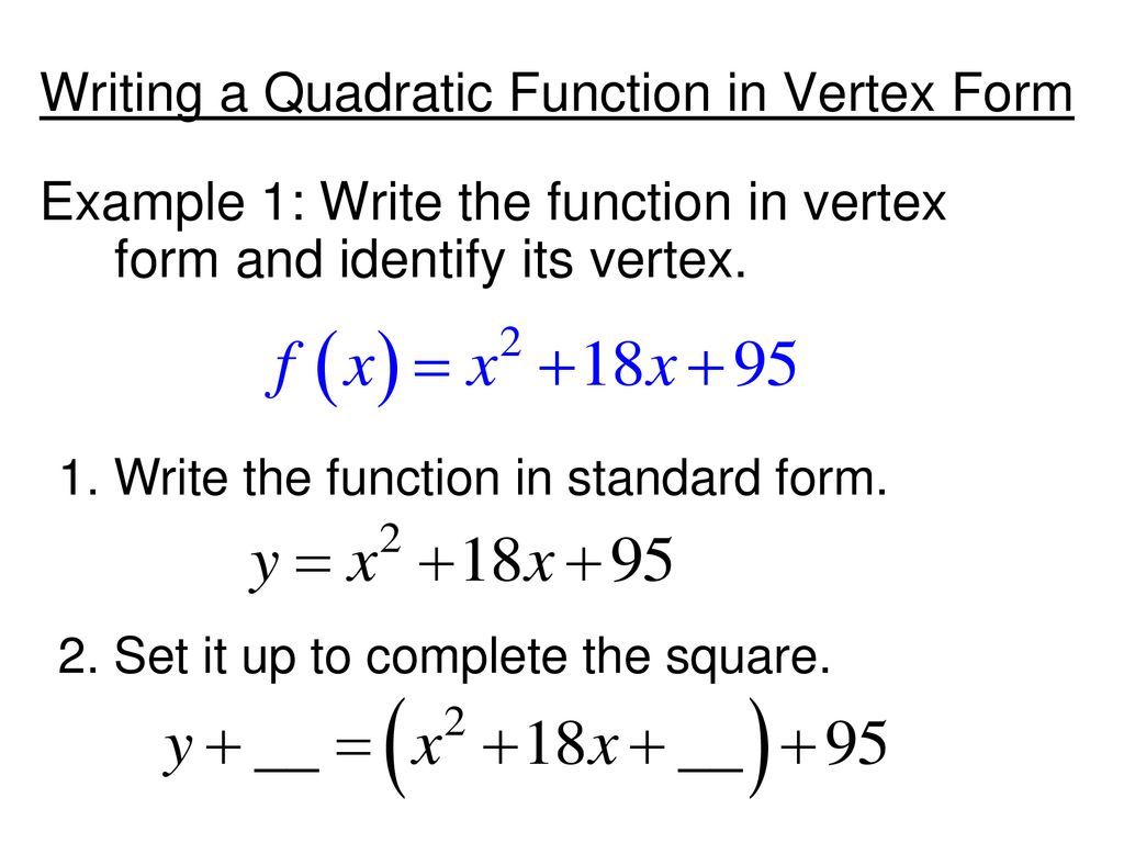 Quadratics in Vertex Form - ppt download