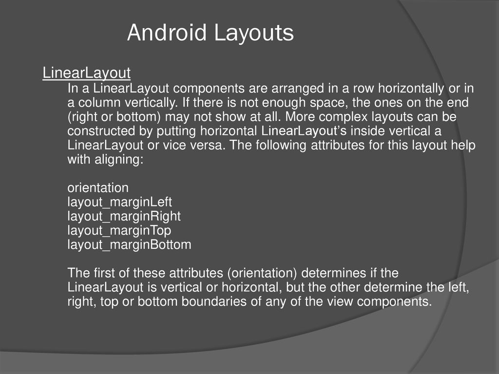 Mobile Computing With Android ACST 4550 Android Layouts - ppt download