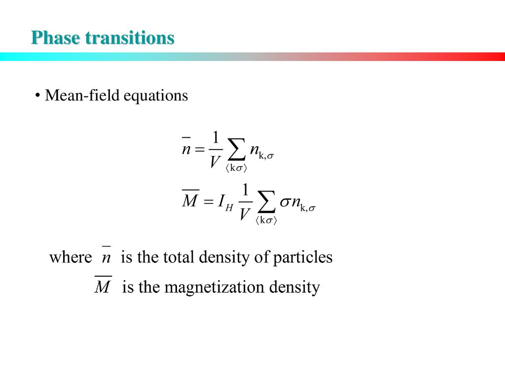 Phase transitions Mean-field equations