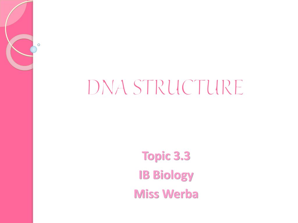 DNA STRUCTURE Topic 3.3 IB Biology Miss Werba