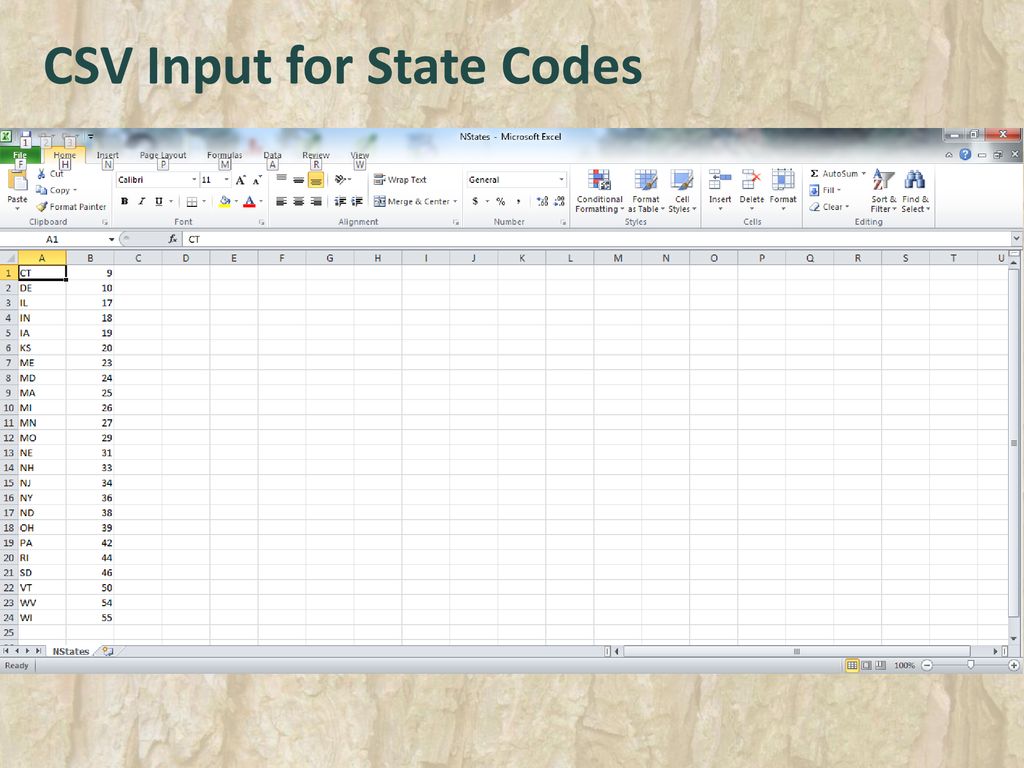 CSV Input for State Codes
