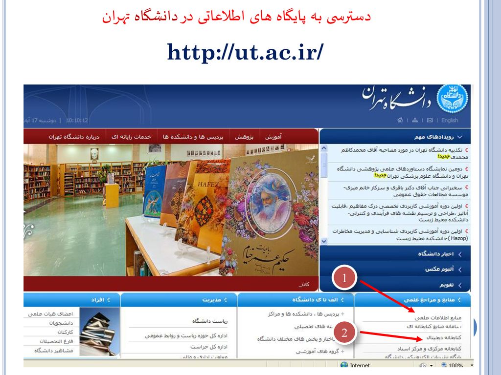 دسترسی به پایگاه های اطلاعاتی در دانشگاه تهران