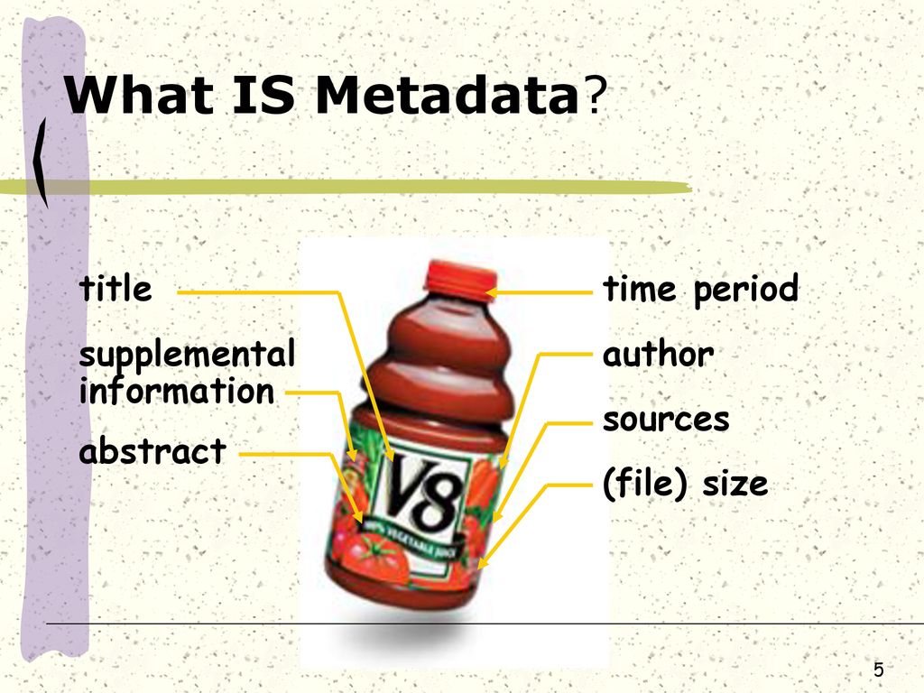 What IS Metadata title supplemental information abstract time period