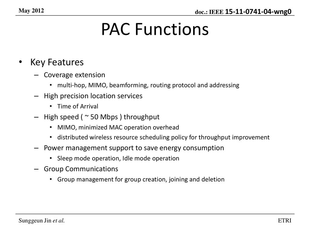 PAC Functions Key Features Coverage extension