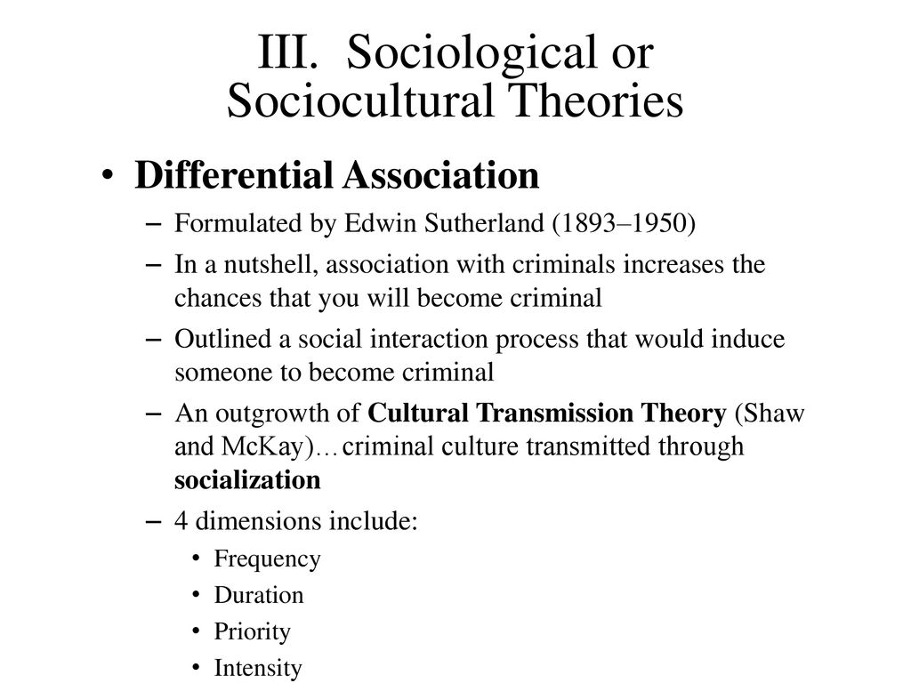 III. Sociological or Sociocultural Theories