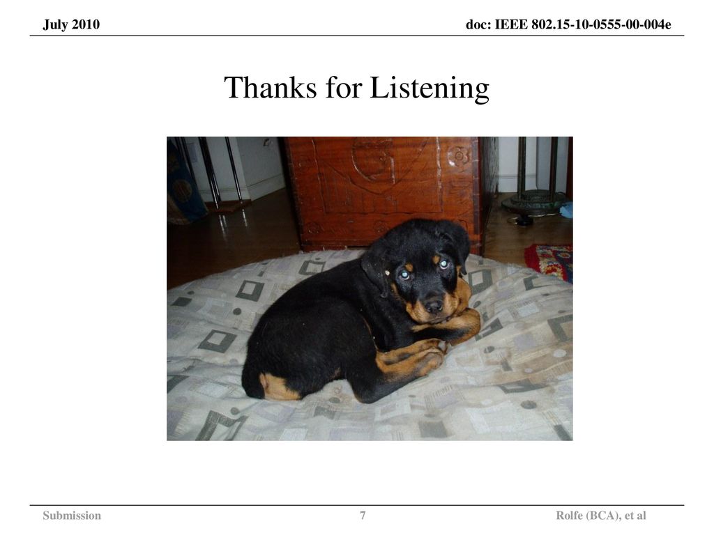 Thanks for Listening Submission Rolfe (BCA), et al