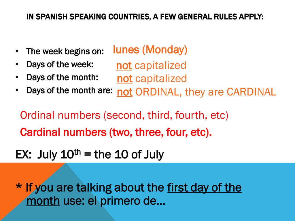 How to write the date in Spanish - ppt download