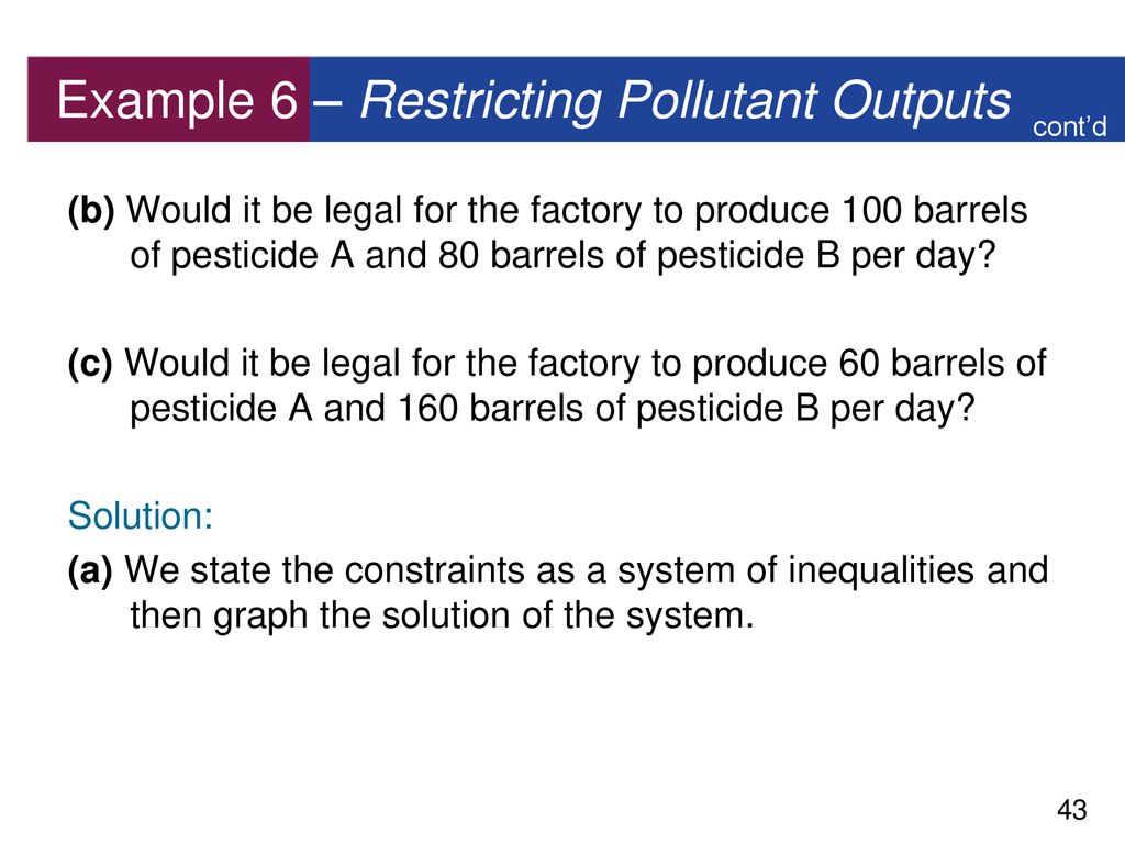 Example 6 – Restricting Pollutant Outputs