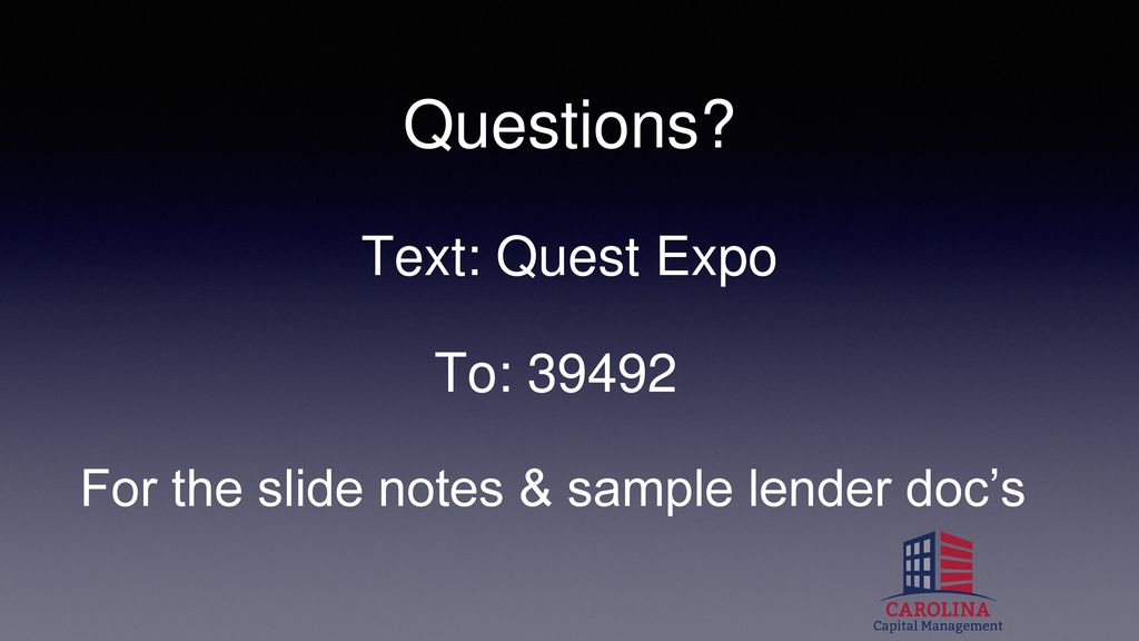 For the slide notes & sample lender doc’s
