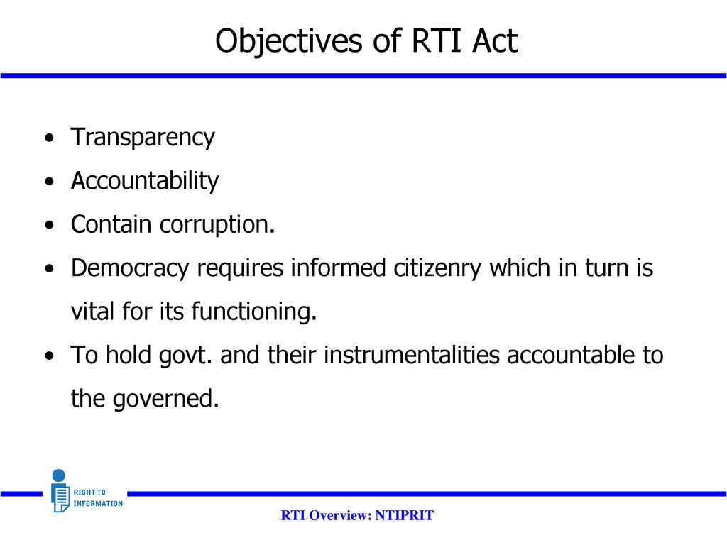 Salient Features Of Rti Act 2005 The Required Information Needs To Be